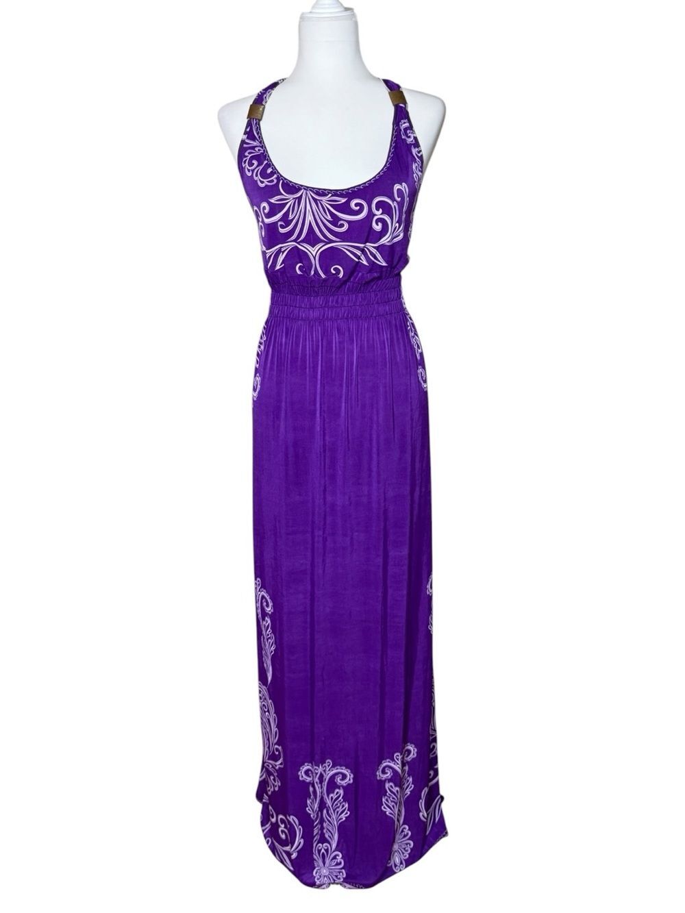 Purple Neck Maxi Dress